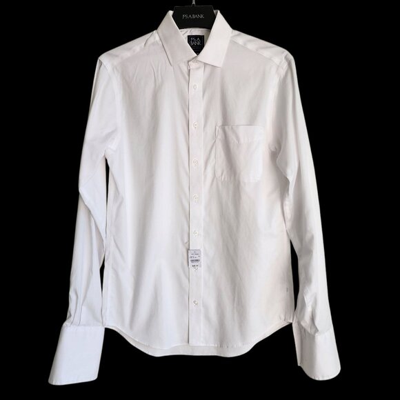15 35 Slim Fit White Dress Shirt Mens Size Cotton Jos A Bank New Nwt FRENCH CUFF - Picture 1 of 17